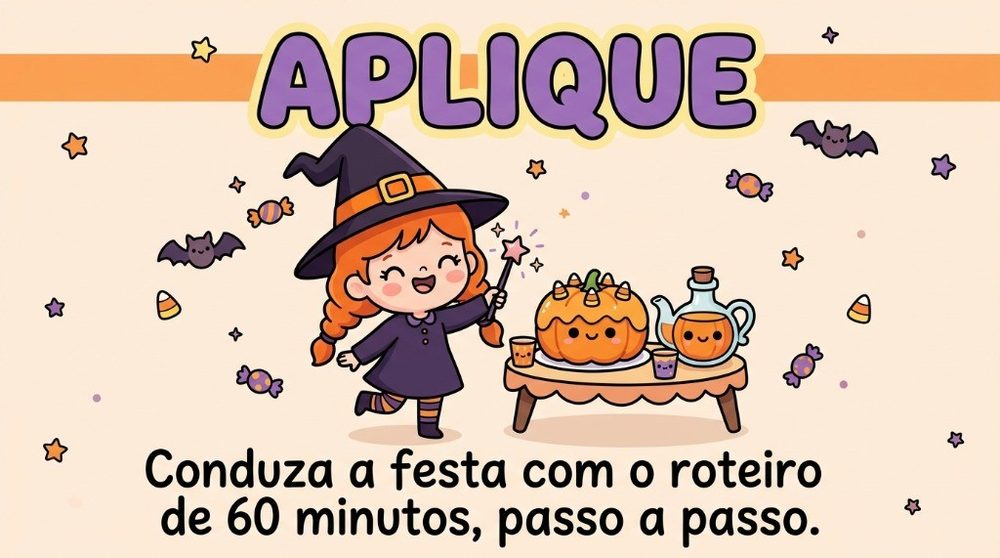 Passo 4: Aplique - Conduza a festa com o roteiro de 60 minutos, passo a passo.